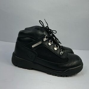 Timberland Field Hiking Boot Black Leather Waterproof Youth Boys Ankle Shoe Sz 3